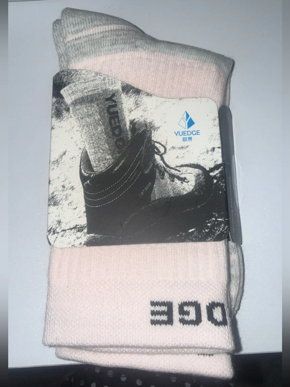 Yuedge 3-Pack Colorful Cushioned Crew Socks Cotton Blend Work Hiking Boot Socks